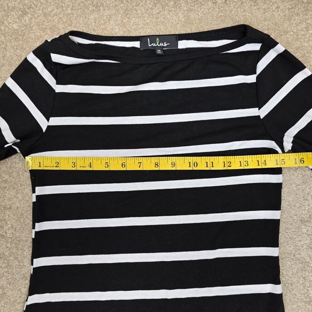 Lulus Heir Lines Striped Bodycon Dress Black White Casual Dress Women's Size M - Picture 7 of 9